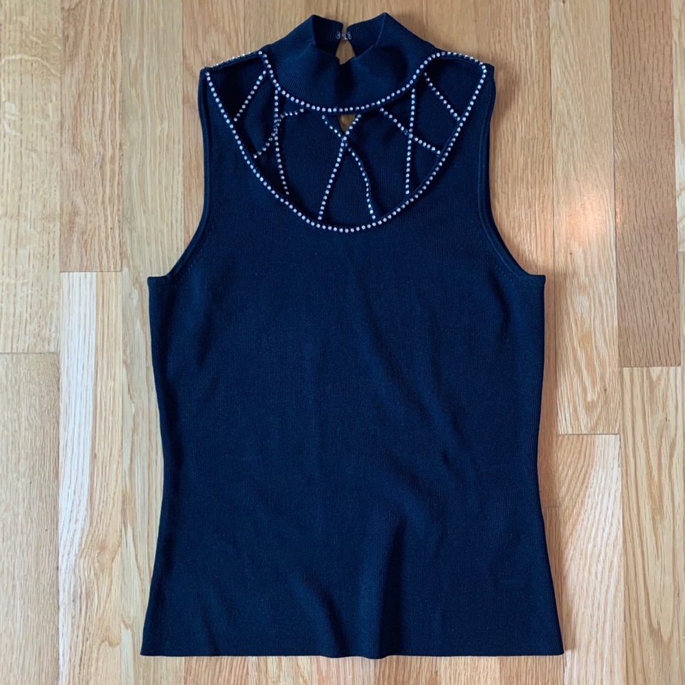 Crystal-Beaded Black Top